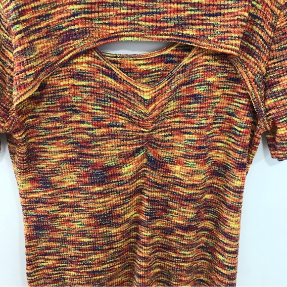 Anthropologie Current Air Orange/Multi  Cutout Mini Dress - Picture 5 of 13